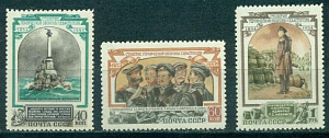 СССР, 1954, № 1790-1792, Оборона Севастополя, 1954, 3 марки ** MNH